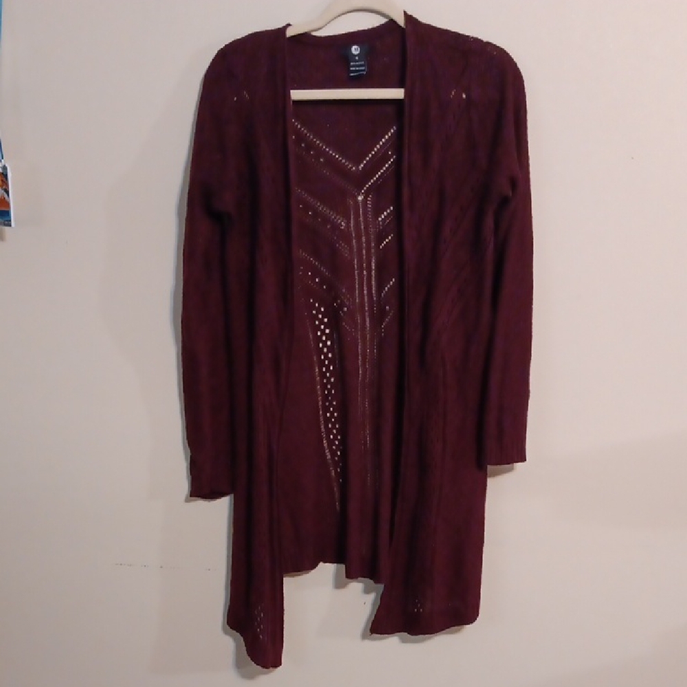 Elegant Maroon Open-Front Cardigan